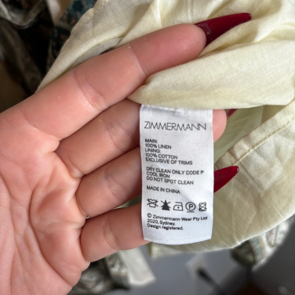 Zimmermann White Mini Dress with Teal and Beige Paisley Embroidery - Picture 15 of 16